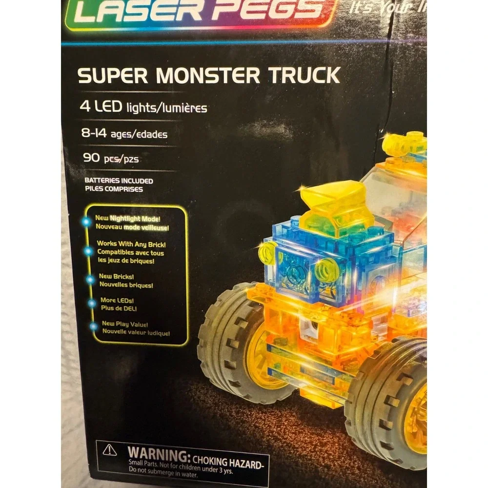 Laser Pegs Super Monster Truck 6-in-1 LED Lighted Building Set 61010 New Sealed